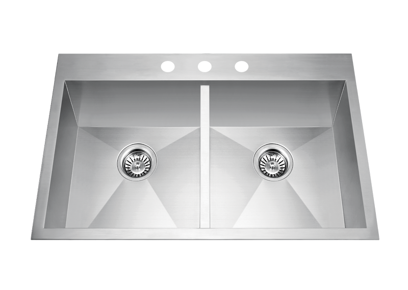 Stainless Steel Handmade Topmount Equal Double Bowl Kitchen Sink