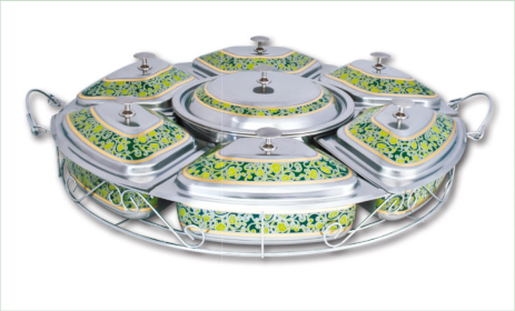 18.0 Stainless Steel Pattern Party Round Chafing Dish with Rack
